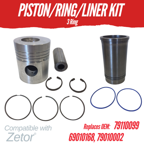 PISTON/RING/LINER KIT FOR ZETOR TURBO 79110099 3 RING 7320 7321